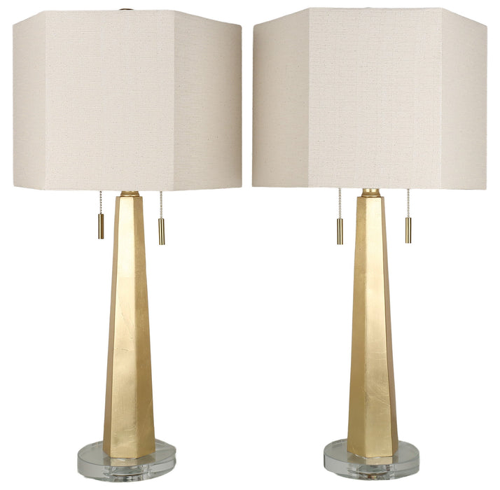 Gilded Spire - 28 X 14 - Resin Table Lamp (Set of 2) - Gold Leaf, Clear Crystal