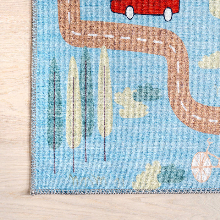 Chalea Kids Town Machine Washable Area Rug: Blue / Rectangle / 5' x 8'