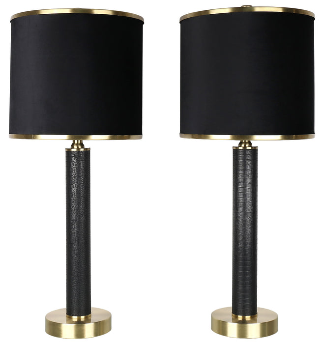 Midnight Regent - 27 X 11 - Pu Leather Table Lamp (Set of 2) - Black Pu Gator Leather
