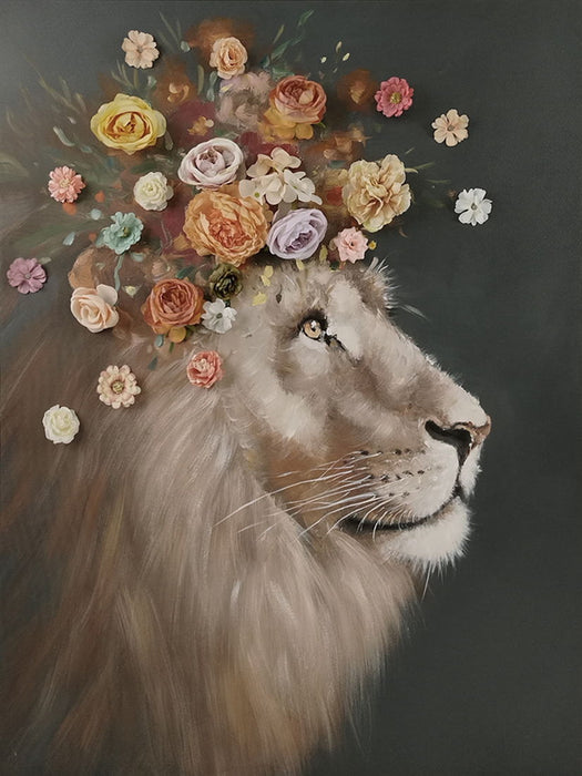 Floral Majesty - 40" x 30" Framed Wall Art - Light Brown
