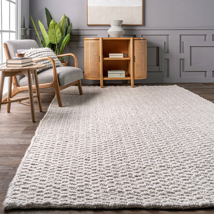 Glendora Hand Woven Chevron Area Rug: Ivory / Rectangle / 5' x 8'