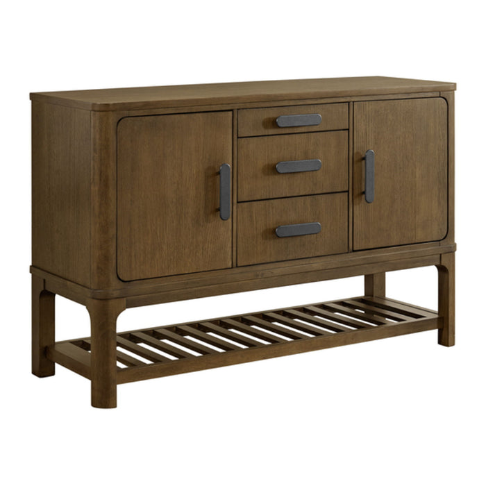 Ainsworth - Brown Buffet With 3 Drawers, 2 Cabinets With Interior Shelves, And A Lower Rack - Chocolate