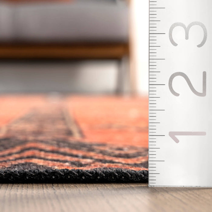 Quincy Cotton-Blend Traditional Area Rug: Rust / Runner / 2' x 8'