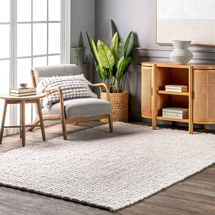 Glendora Hand Woven Chevron Area Rug: Ivory / Rectangle / 5' x 8'