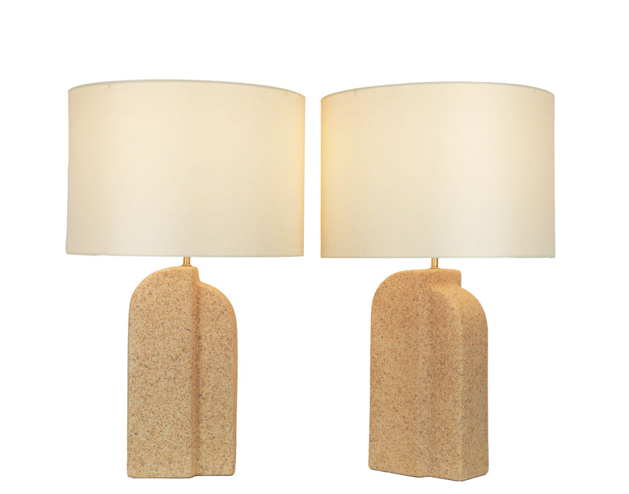 Sculpted Sandstone Ceramic Table Lamp (Set of 2) - Natural Rock