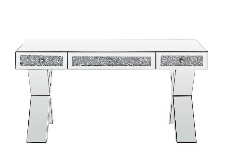 Noralie - 32" Writing Desk - Mirrored & Faux Diamonds