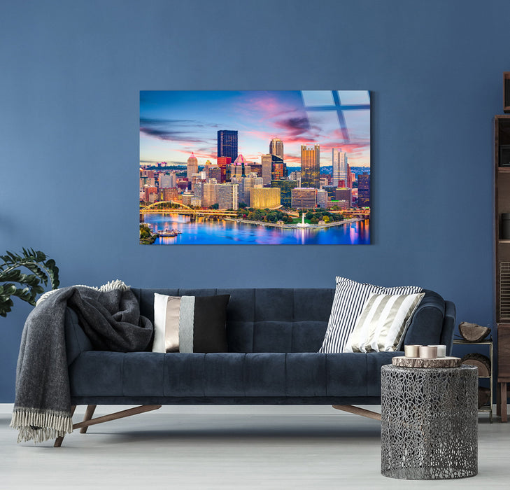 Steel City Glow Tempered Glass With Foil - Blue / Pink