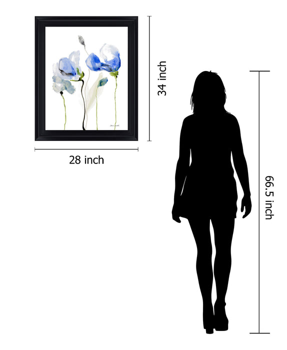 Cobalt Blossom Trio - 28" x 34" Framed Wall Art