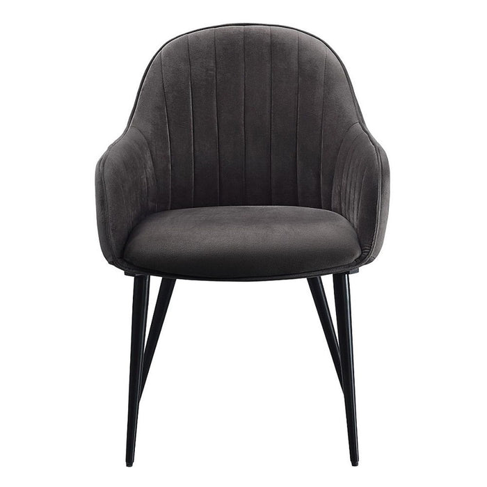 Caspian - Side Chair Set of 2) - Dark Gray Fabric & Black