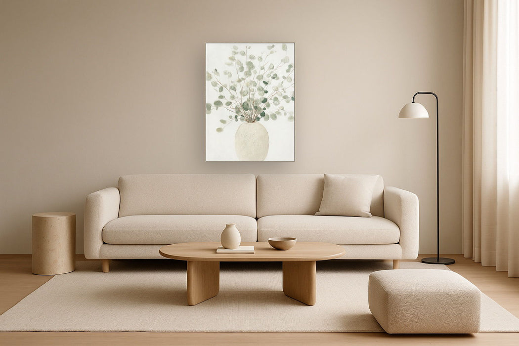 Soft Grove II Hand-Embellished Canvas In Frame - Ivory / Sage