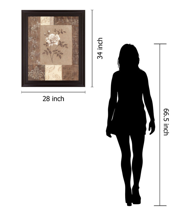Sepia Rose Elegance - 28" x 34" Framed Wall Art - Beige