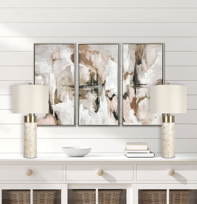 "Luminous Shell" Shell And Metal Table Lamp (Set of 2) - Natural Shell / Soft Gold / Beige