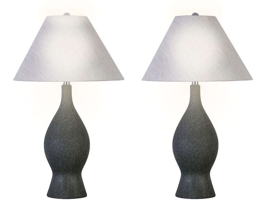 "Cerulean Elegance" Ceramic Table Lamp (Set of 2) - Blue Gray
