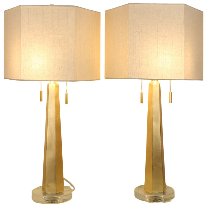 Gilded Spire - 28 X 14 - Resin Table Lamp (Set of 2) - Gold Leaf, Clear Crystal