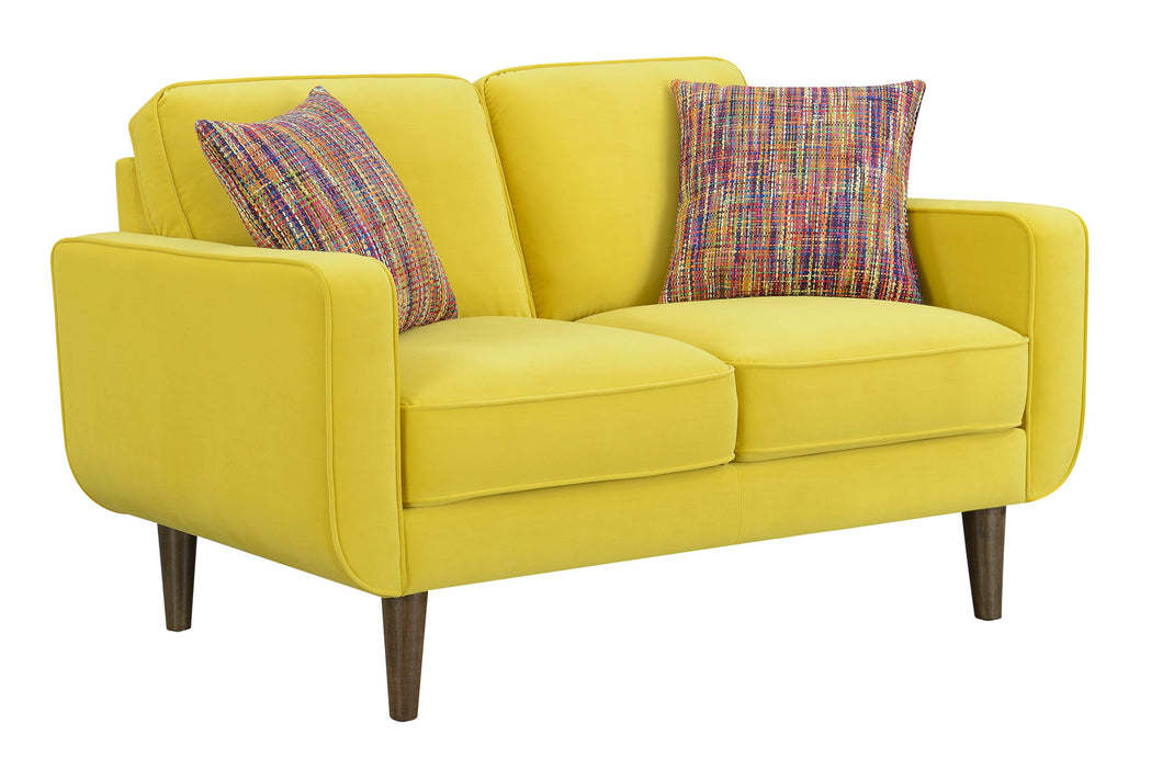 Jax - Loveseat With Wood Legs And Track Arms - Sunshine