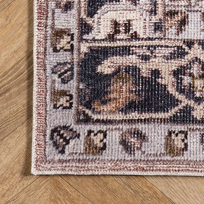 Sasha Machine Washable Medallion Area Rug: Pink / Rectangle / 5' x 8'