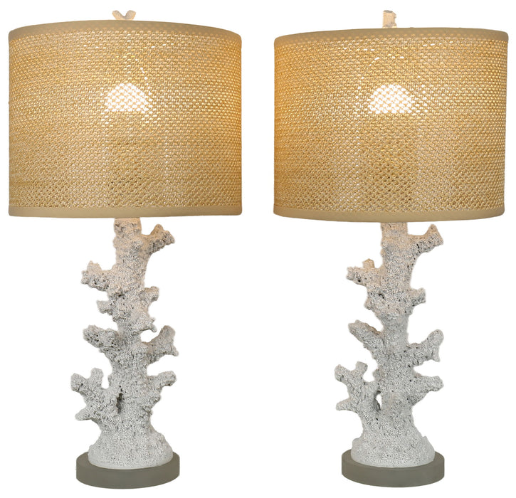 Coral Haven - 26 X 13 - Resin Table Lamp (Set of 2) - Matte White