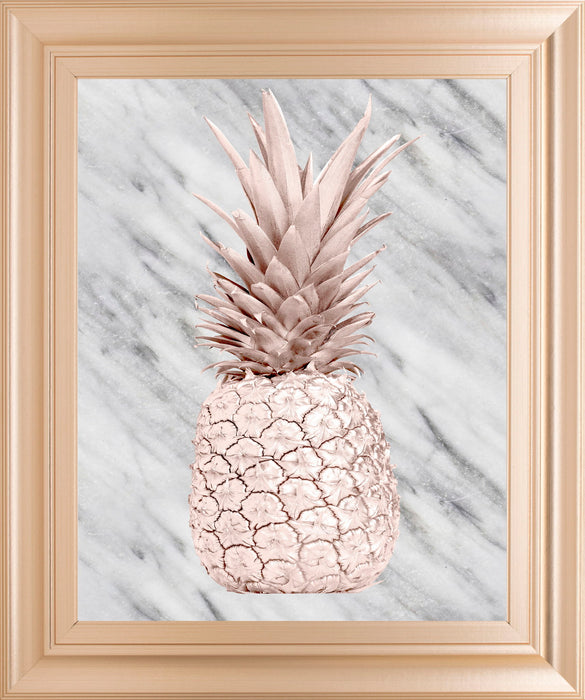 Rose Pineapple On Marble By Nature Magick - Framed Print Wall Art - Beige