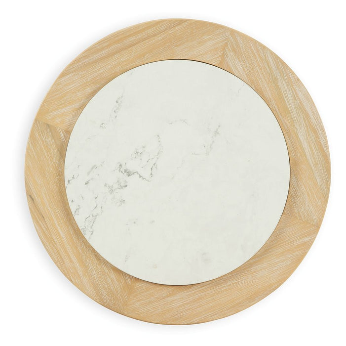 Camdill - Round End Table - Light Brown / White