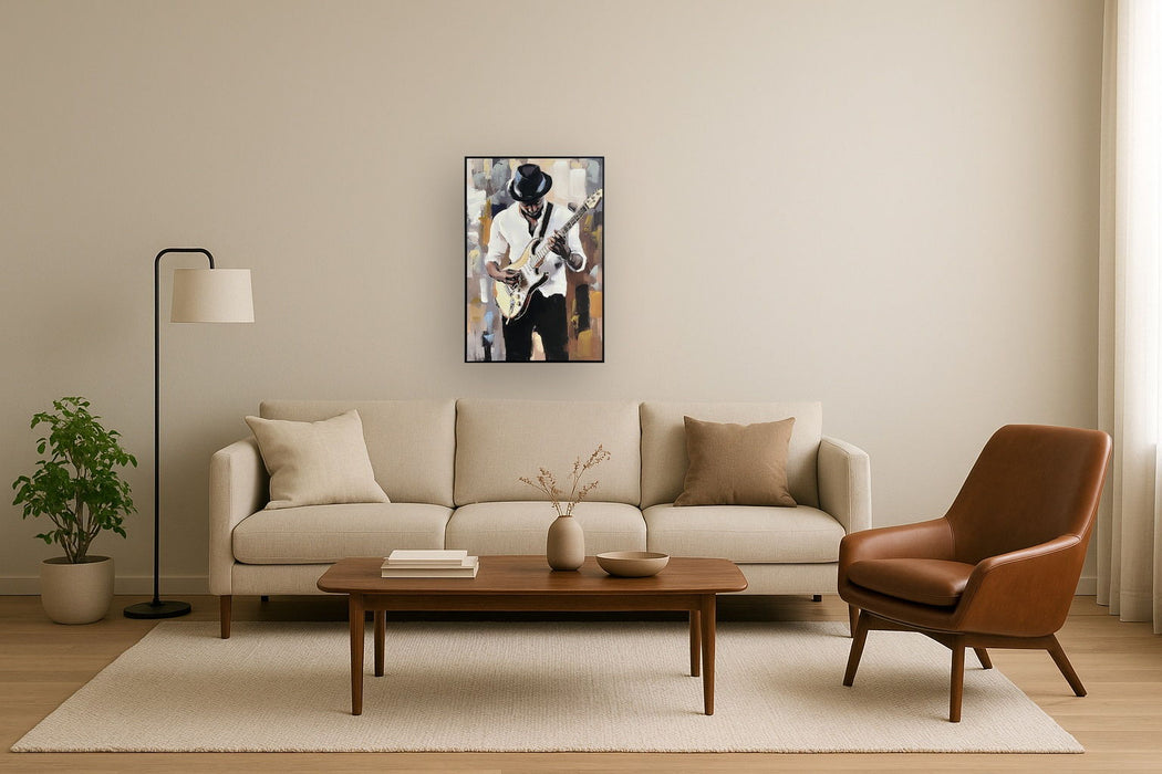 Midnight Riff II Hand-Embellished Canvas In Frame - White / Cream
