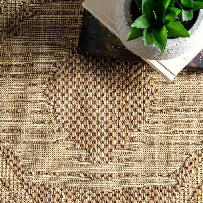 Ranya Tribal Indoor/Outdoor Area Rug: Light Brown / Runner / 2' x 8'