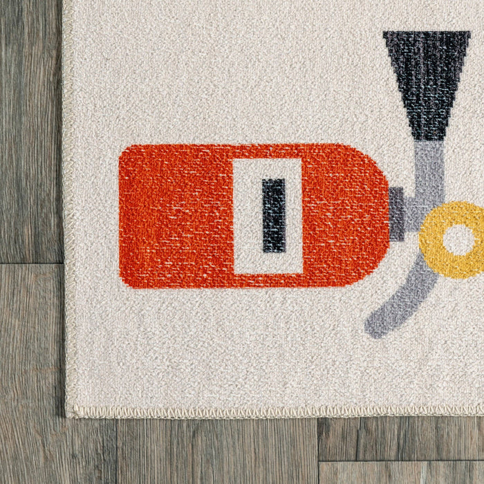 Carmina City Streets Machine Washable Kids Area Rug: White Multi / Rectangle / 3' x 5'