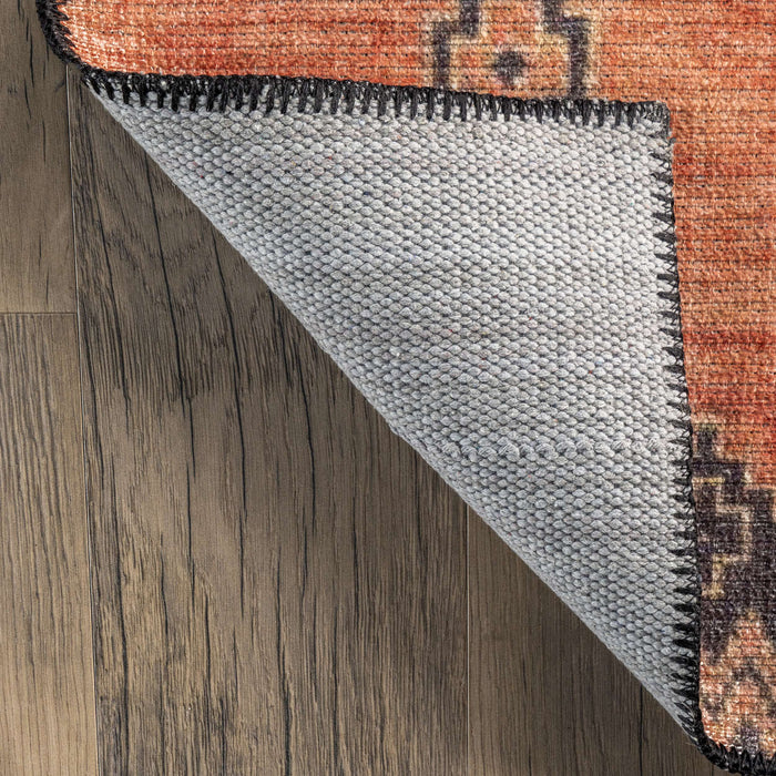 Quincy Cotton-Blend Traditional Area Rug: Rust / Runner / 2' x 8'