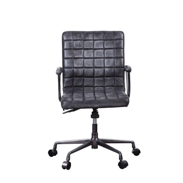 Barack - Office Chair - Vintage Black Top Grain Leather & Aluminum