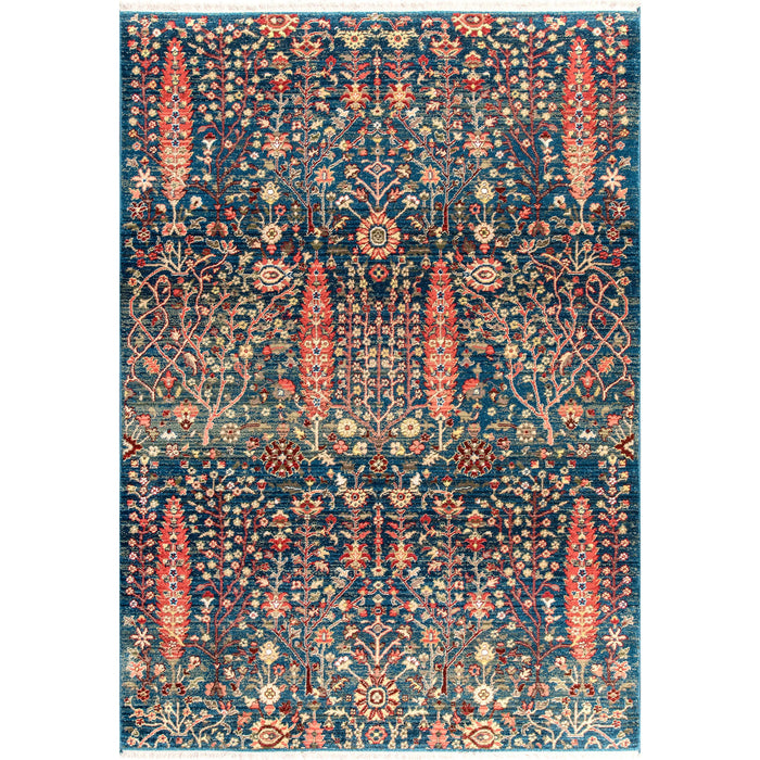 Dasilva Tribal Fringe Area Rug: Blue / Runner / 2' 6" x 6'