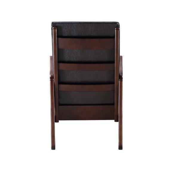 Raina - Rocking Chair - Dark Brown Synthetic Leather & Espresso