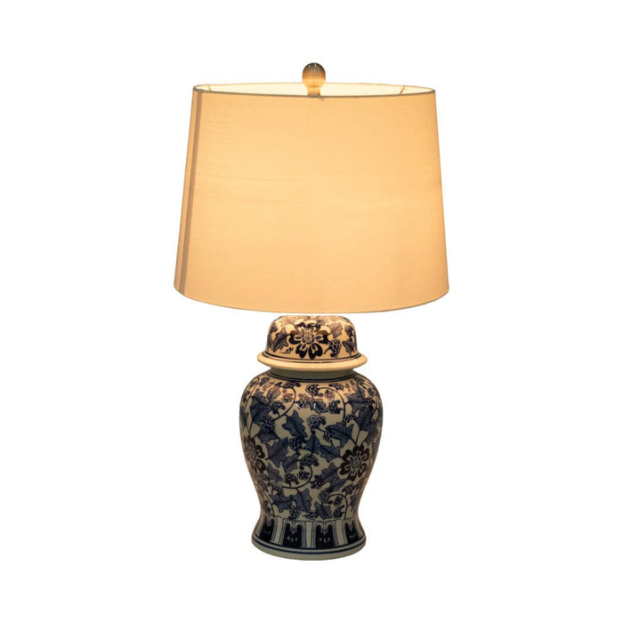 Ceramic Traditional Floral Table Lamp - Blue/White, 25 in.