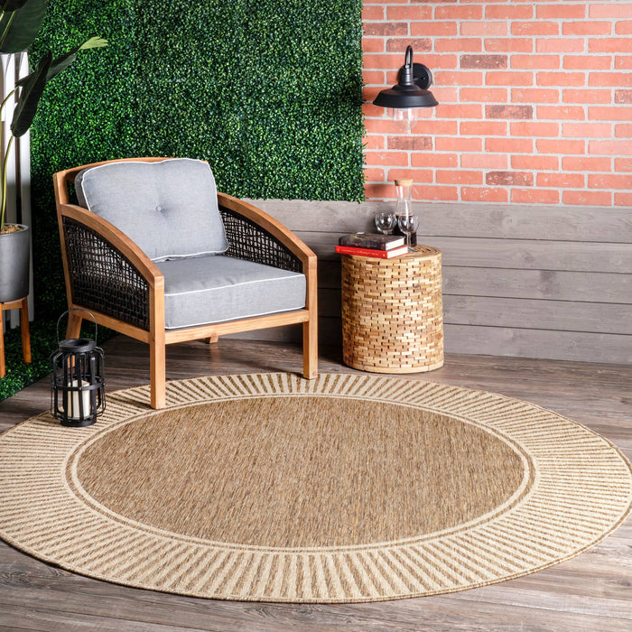 Asha Simple Border Indoor/Outdoor Area Rug: Light Brown / Rectangle / 5' x 8'