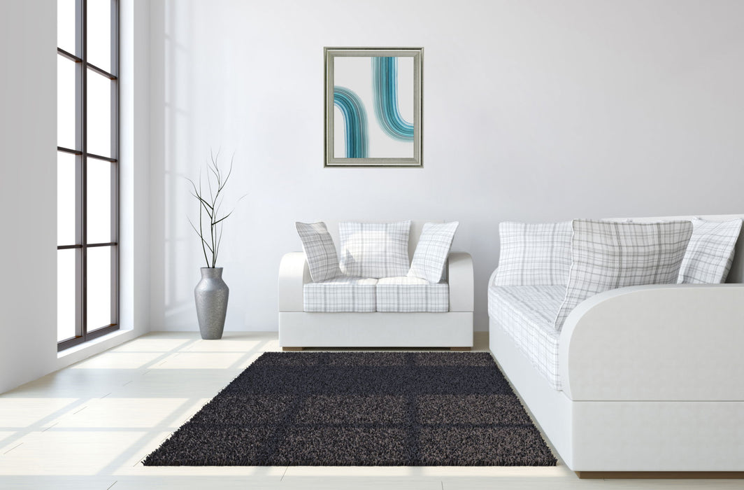 Curved Streams - 28" x 34" Framed Wall Art - Light Blue