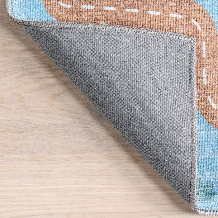Chalea Kids Town Machine Washable Area Rug: Blue / Rectangle / 5' x 8'