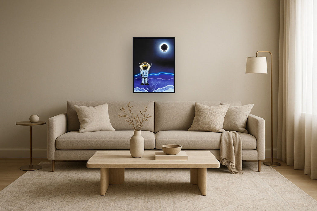 Shoot For The Stars By Joy Hernandez Hand-Embellished LED Canvas In Frame - Black / Blue