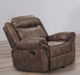 Agata brown glider recliner in upright position