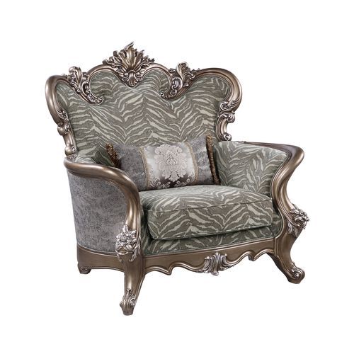 Elozzol - Chair With Pillow - Fabric & Antique Bronze Finish - Wood