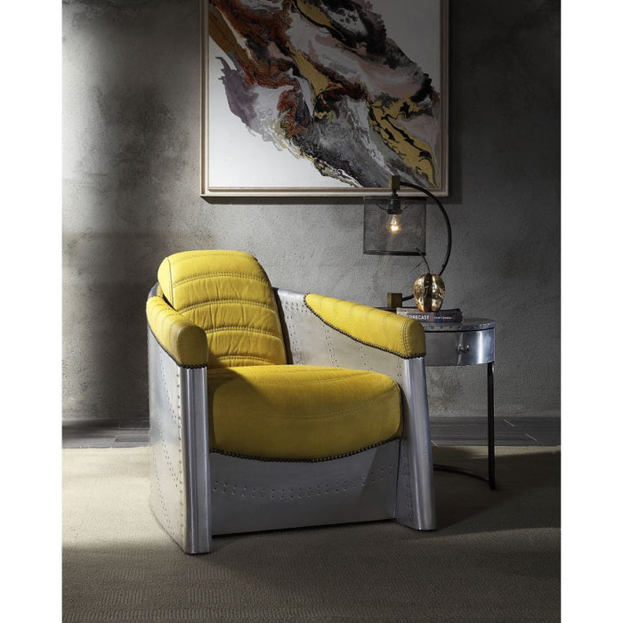 Brancaster - Accent Chair - Yellow Top Grain Leather & Aluminum