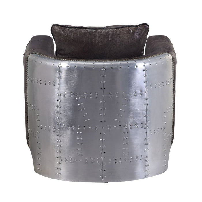 Kalona - Accent Chair - Distress Chocolate Top Grain Leather & Aluminum