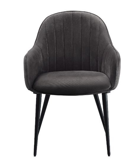Caspian - Side Chair (Set of 2) - Dark Gray Fabric & Black Finish