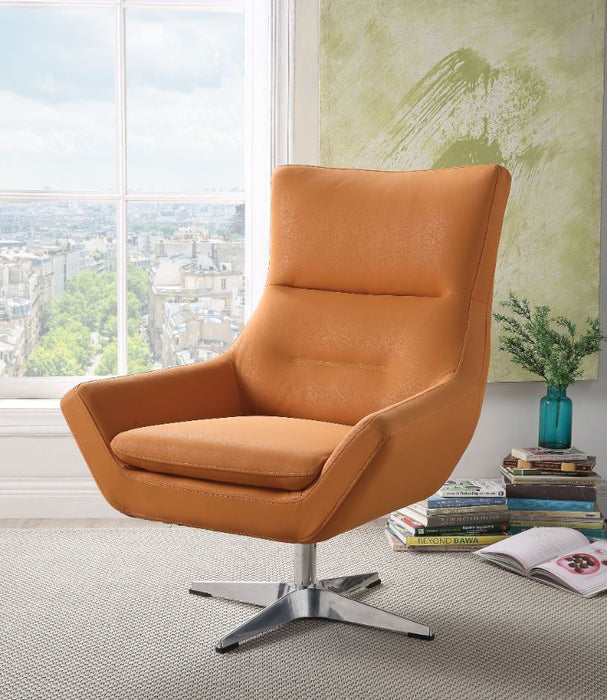 Eudora - Accent Chair - Orange Leather-Gel