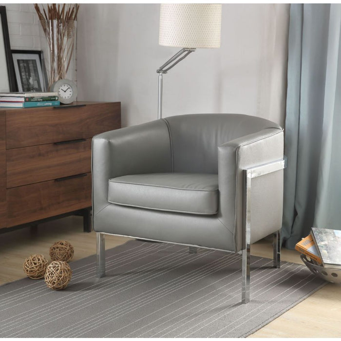 Tiarnan - Accent Chair - Vintage Gray PU & Chrome