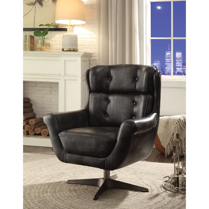 Asotin - Accent Chair - Vintage Black Top Grain Leather