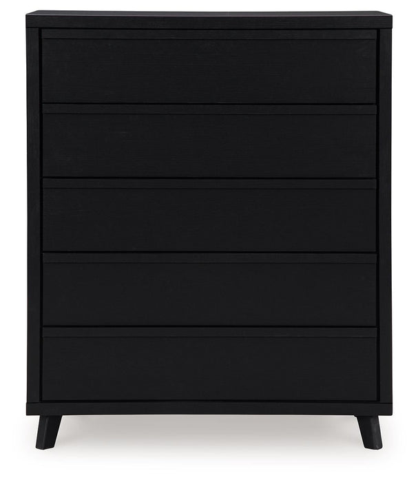 Danziar - Black - Five Drawer Wide Chest