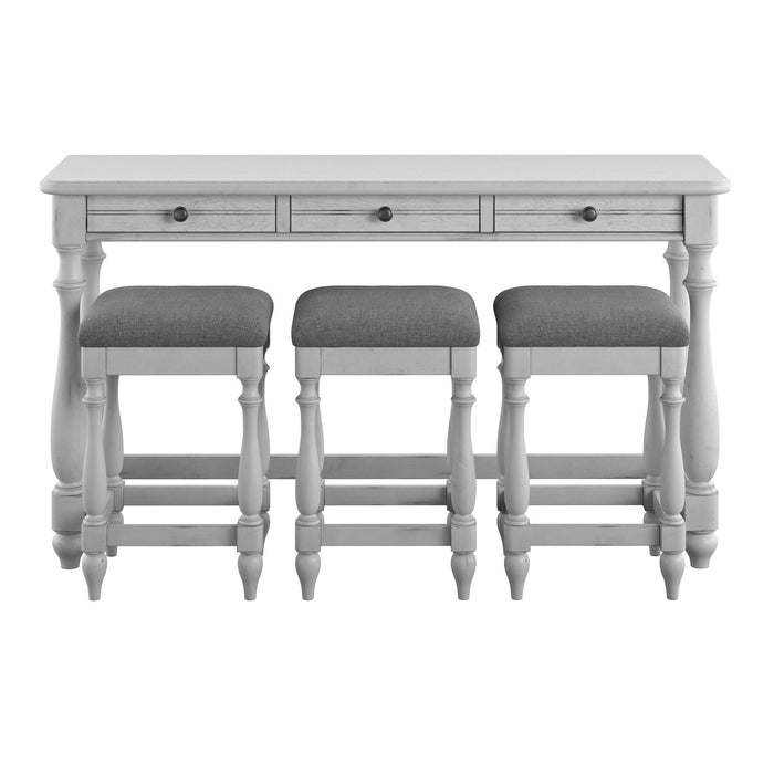 New Haven - Sofa Table With 3 Stools - Oyster Shell