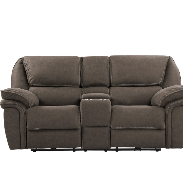 Allyn - Power Console Loveseat - Gray Taupe