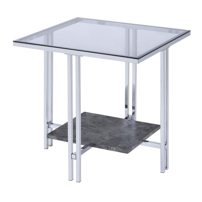 Liddell - End Table - Chrome & Glass