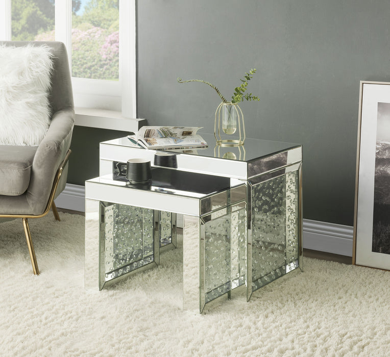Nysa - Accent Table - Mirrored & Faux Crystals Inlay - 16"