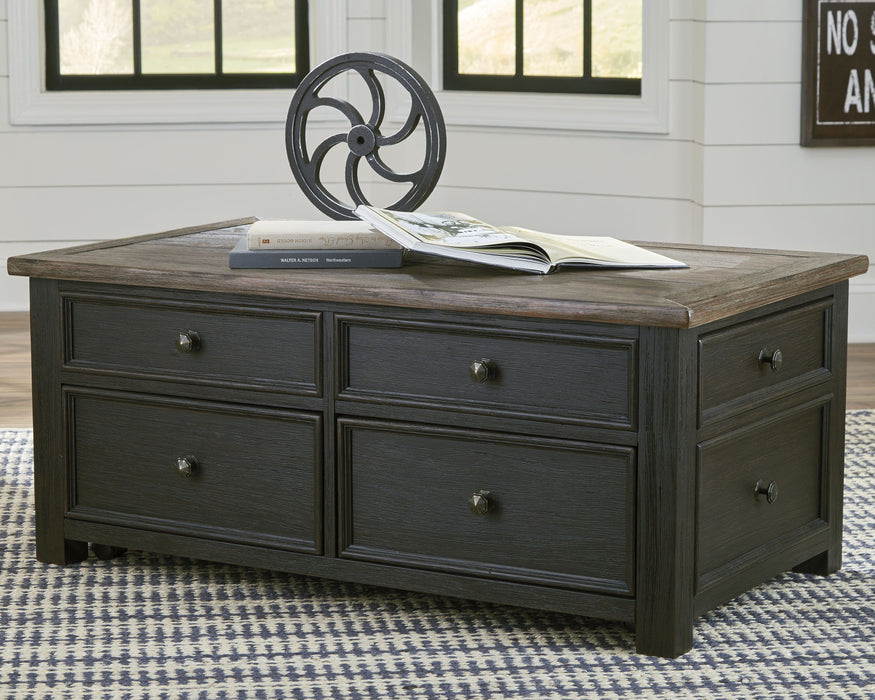 Tyler Creek - Grayish Brown / Black - Lift Top Cocktail Table