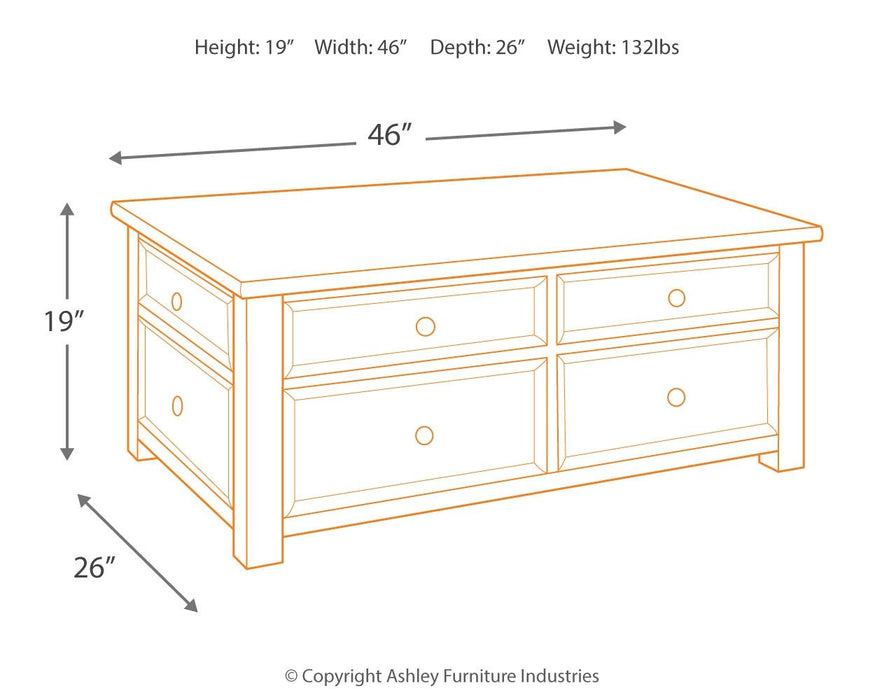 Tyler Creek - Grayish Brown / Black - Lift Top Cocktail Table
